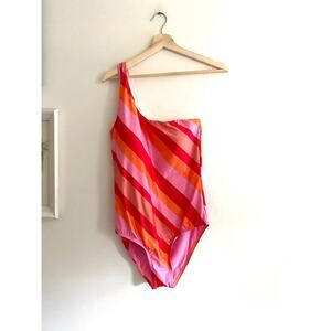 MODCLOTH Lola Orange Pink One-Piece Swimsuit Size Large